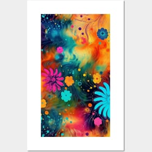 Rainbow flowers Posters and Art